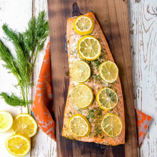 Cedar Plank Salmon with Lemon and Dill - (No Plank Soaking)