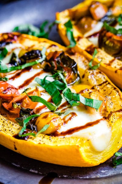 Baked Spaghetti Squash Caprese (Meatless Dish) BoulderLocavore.com