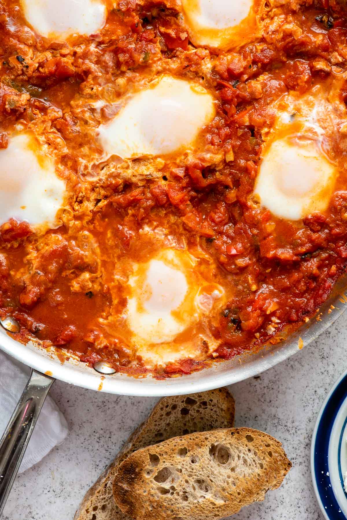 cooked shakshuka in skillet