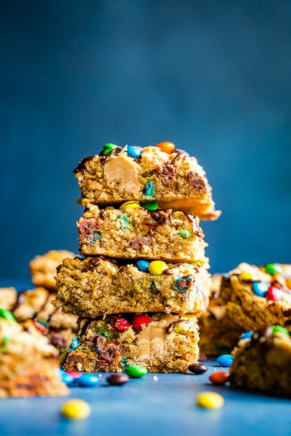 Monster Cookie Bars stack