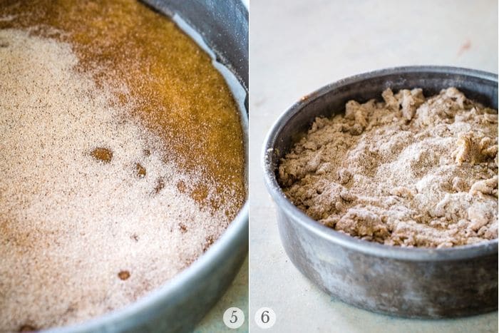 banana coffee cake recipe steps photo collage 2