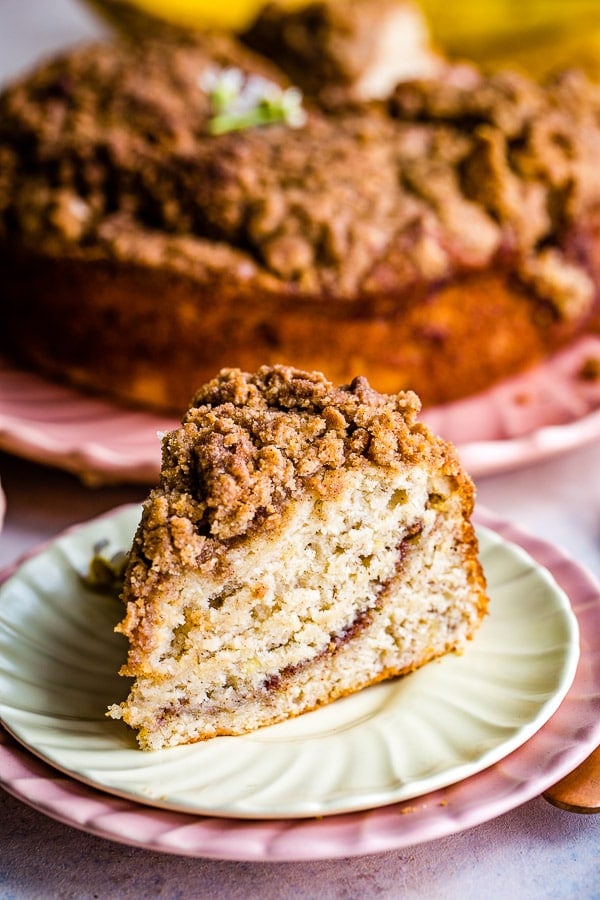 banana coffee cake slice