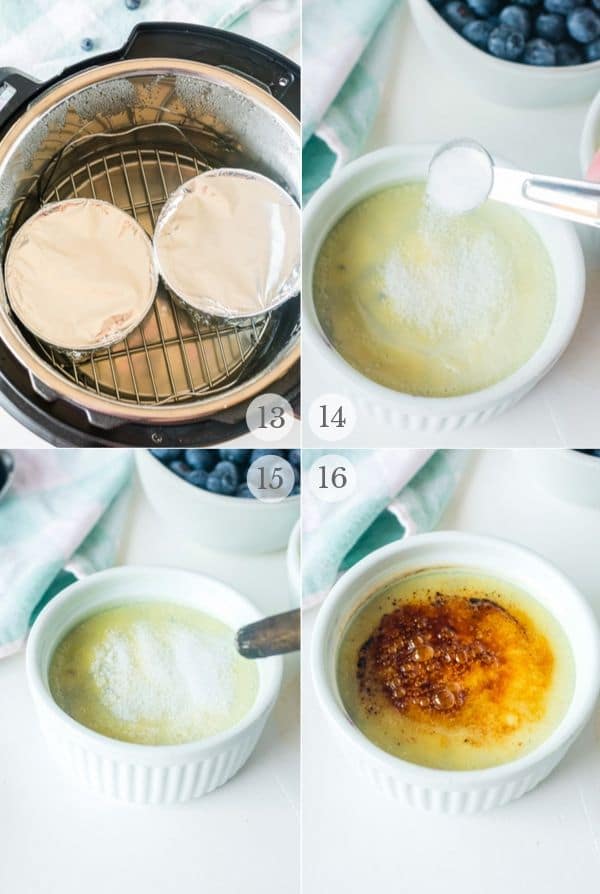 cooking creme brulee in the instant pot and torching the sugar layer - recipe steps photos