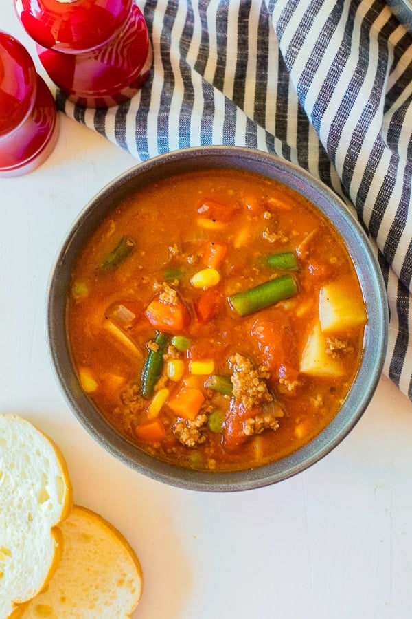 Vegetable Beef Soup in a bowl 