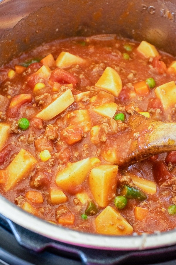 Vegetable Beef soup in the Instant Pot before cooking