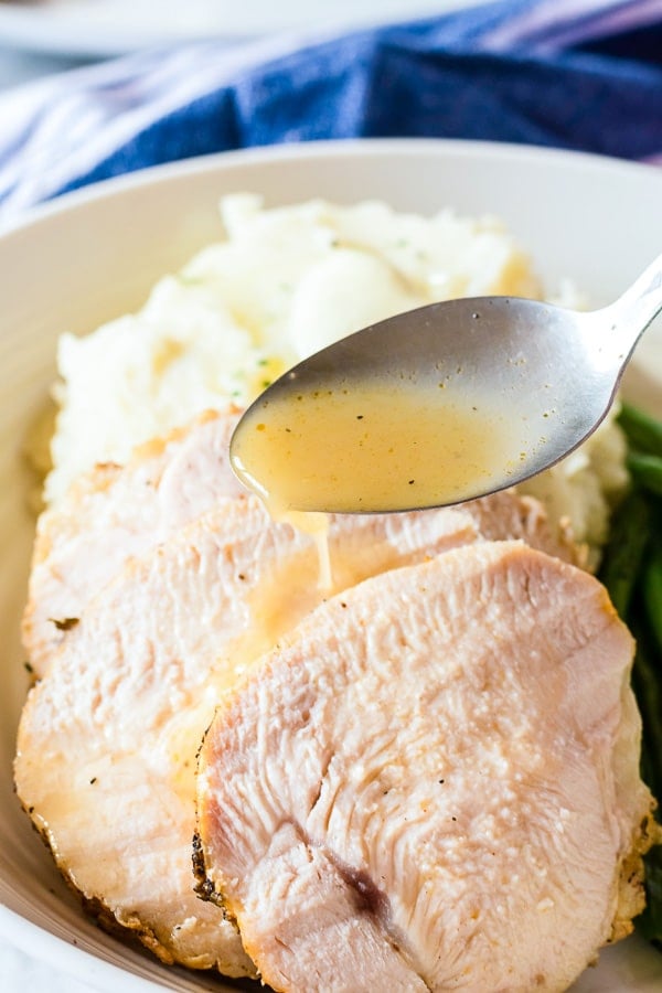 instant pot turkey breast slicedwith pan juices 