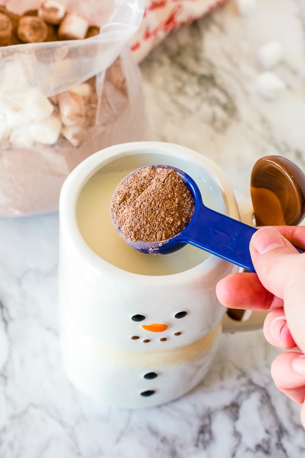 Making a cup of hot chocolate with homemade cocoa mix