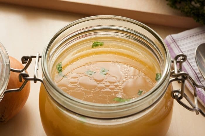 turkey stock with fat on top