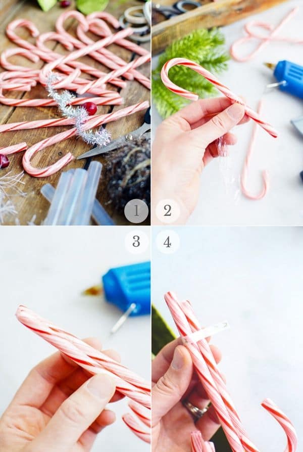 candy cane place card holders steps collage