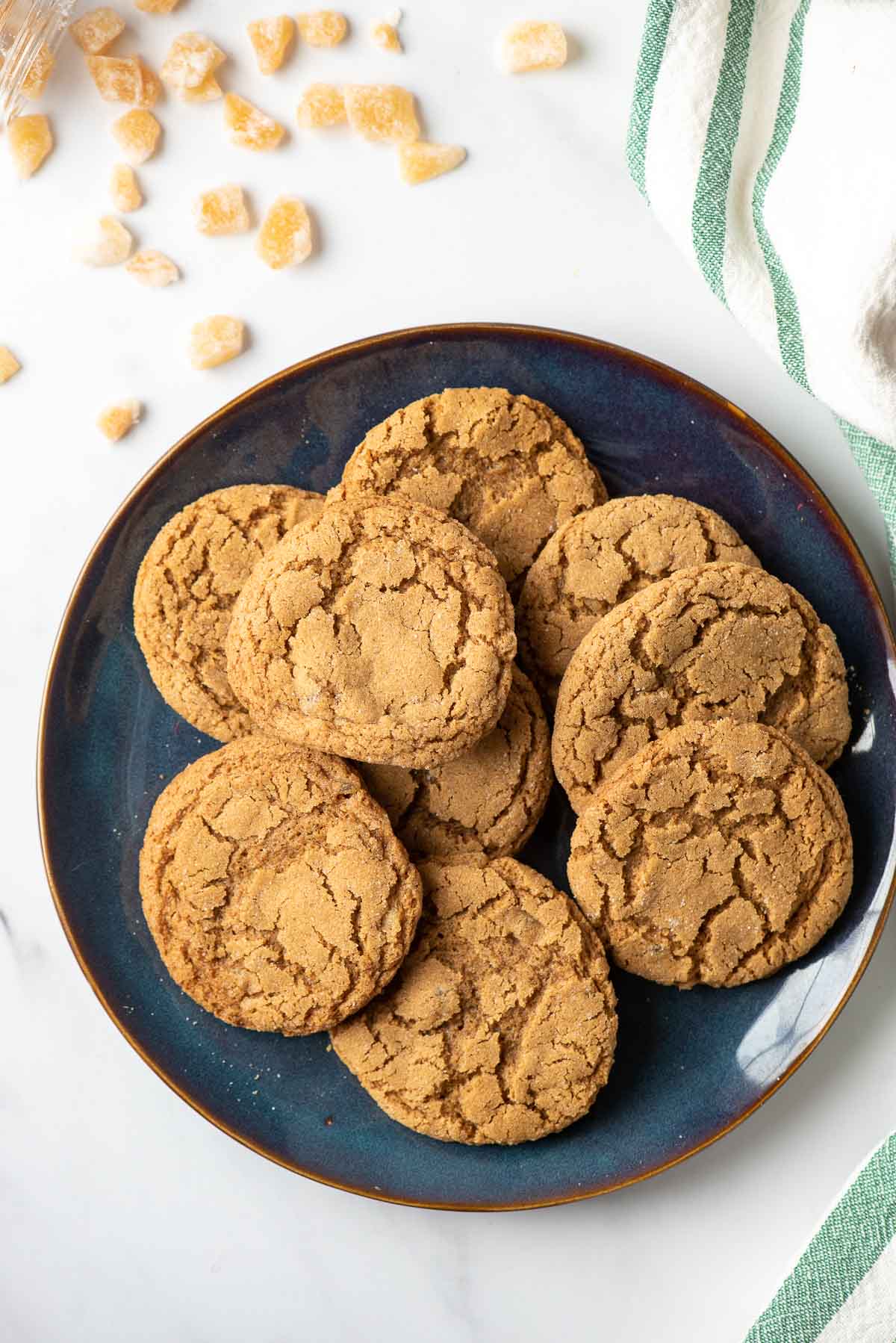 chewy ginger snaps overhead plates 