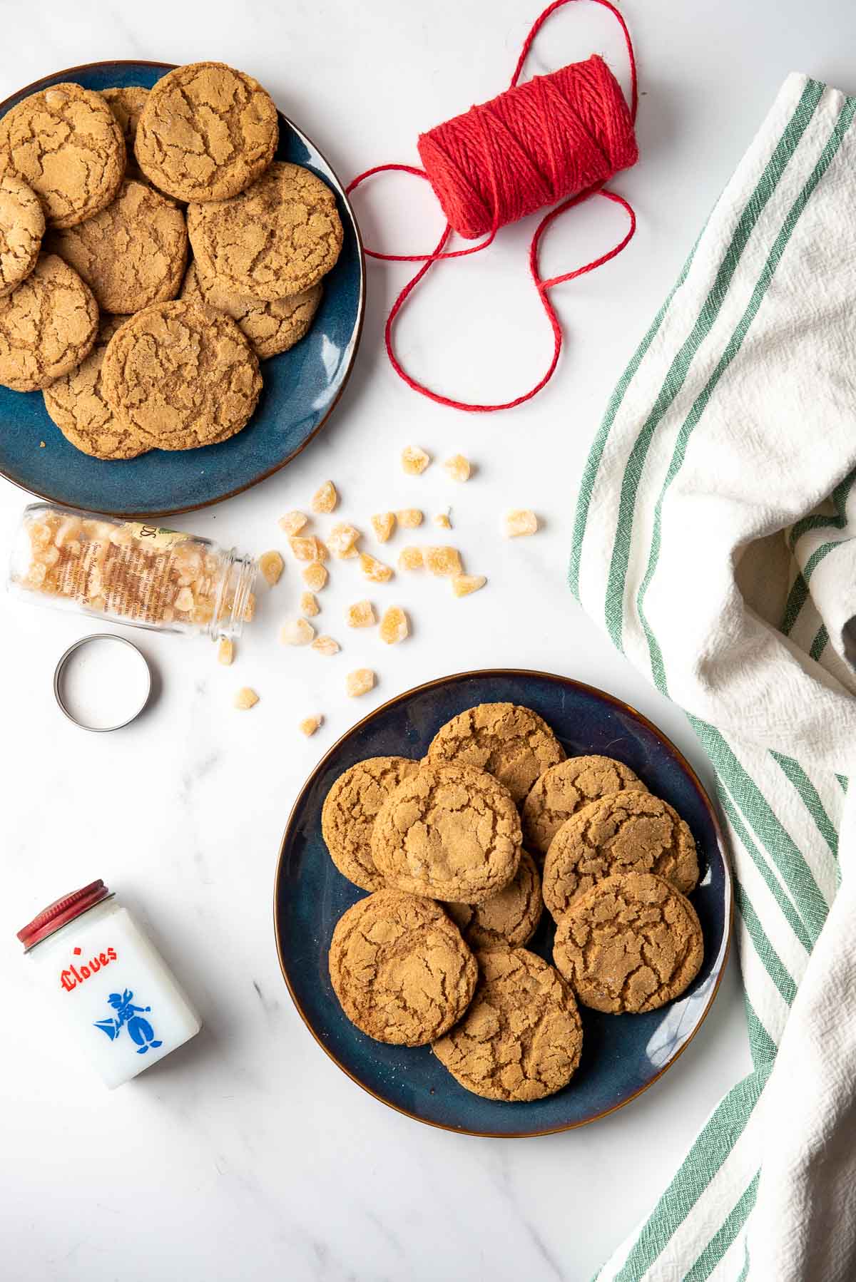 chewy ginger snaps overhead plates