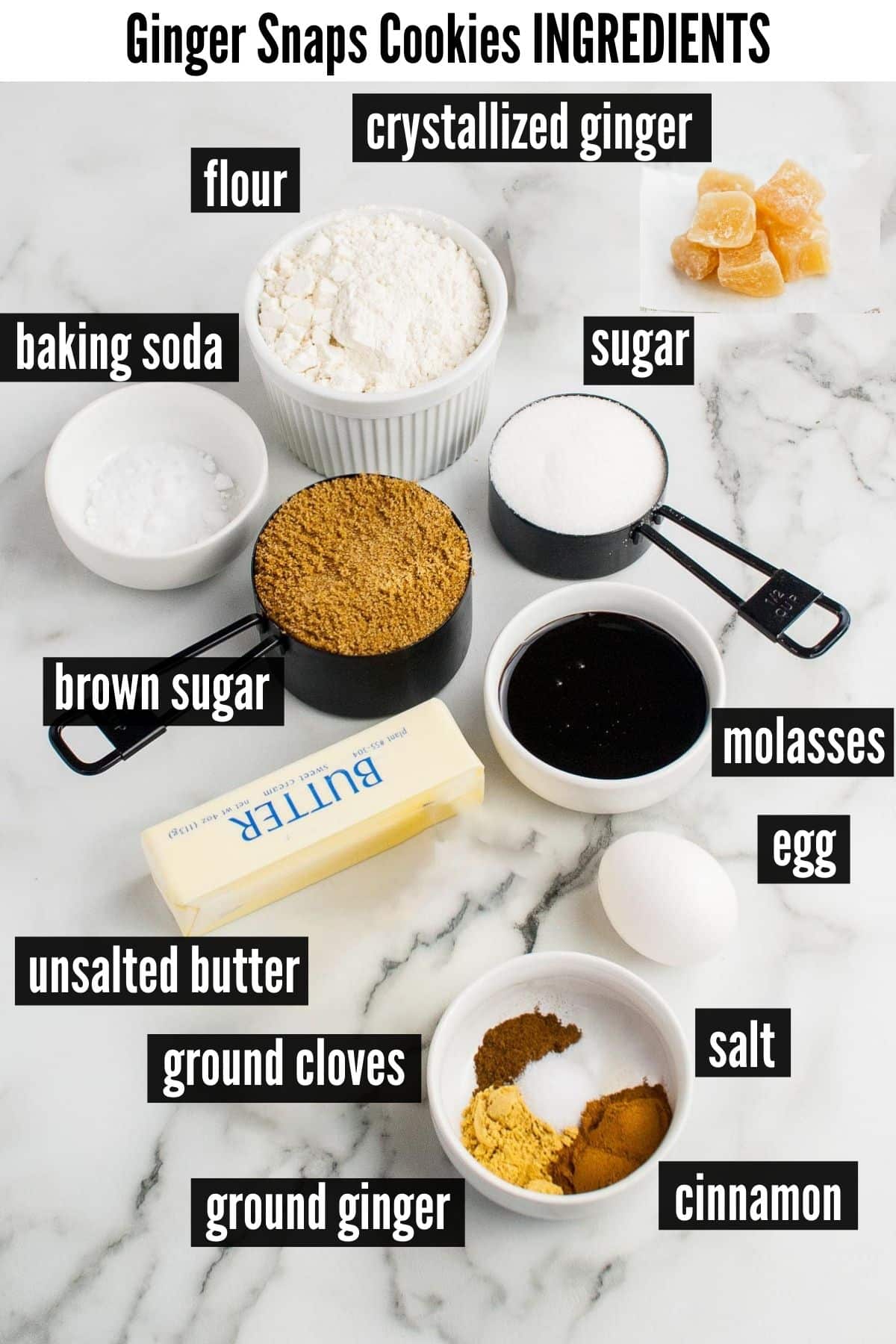 ginger snaps cookies labelled ingredients
