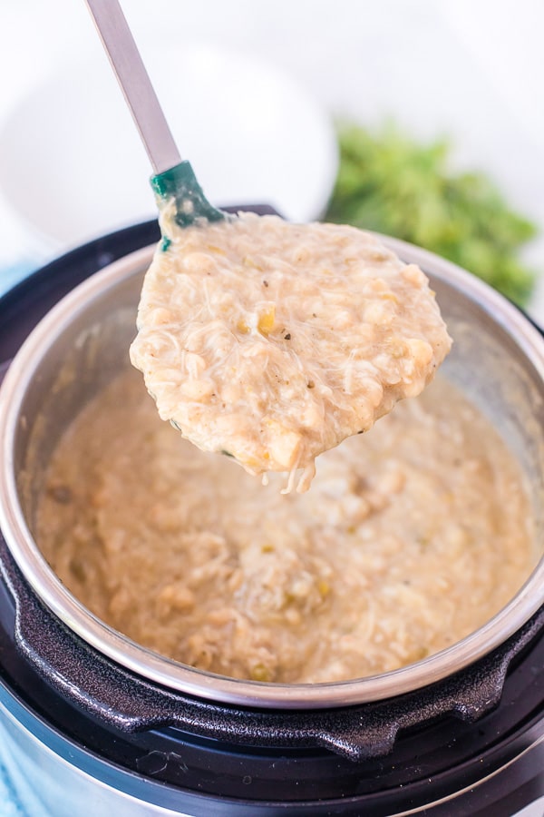 soup ladle of Instant Pot white chicken chili