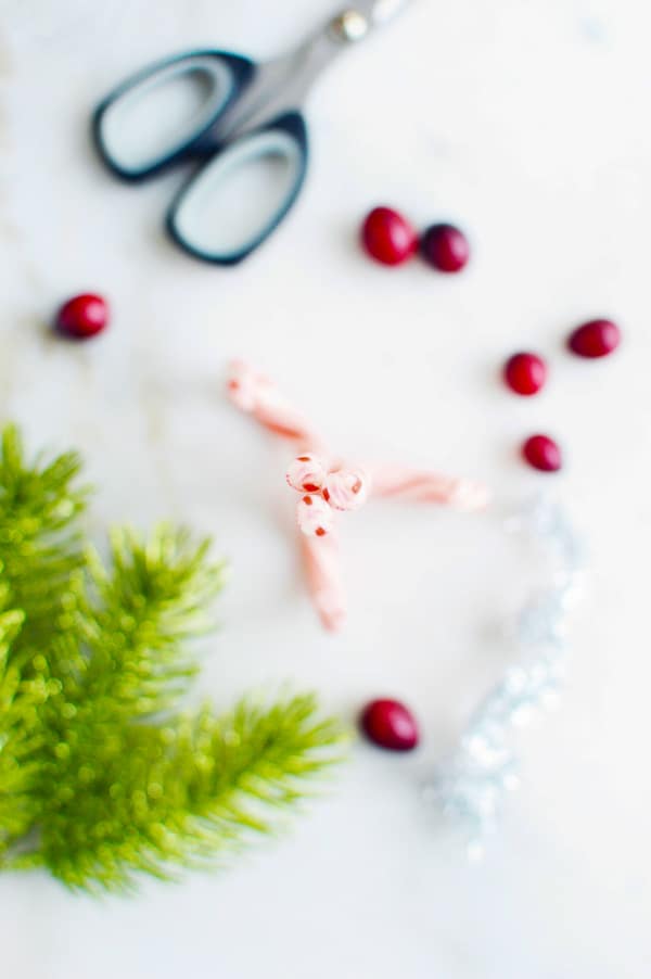 making candy cane place card holders