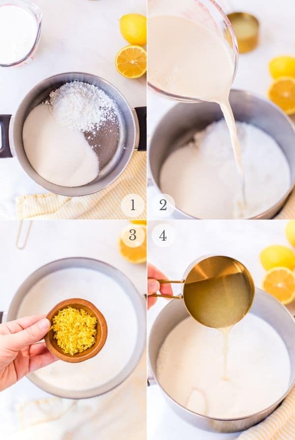 Lemon Pie recipe process steps photo collage steps 1-4