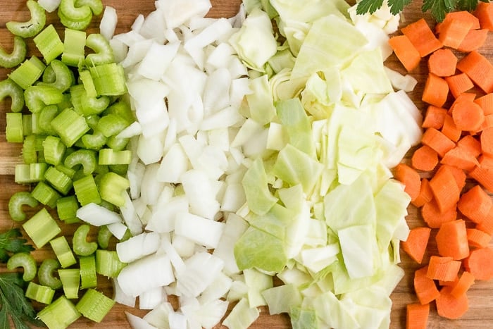 chopped vegetables for soup 