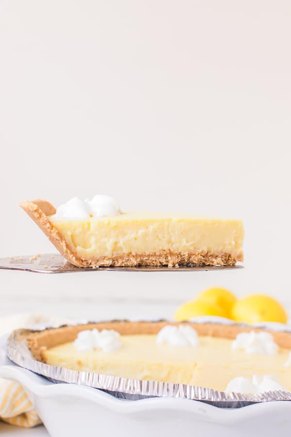 lemon pie slice on pie cutter