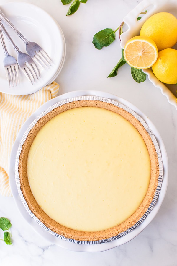 creamy lemon pie with graham cracker crust