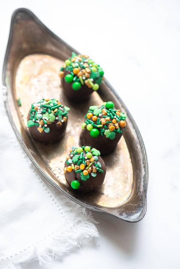 silver tray of truffles