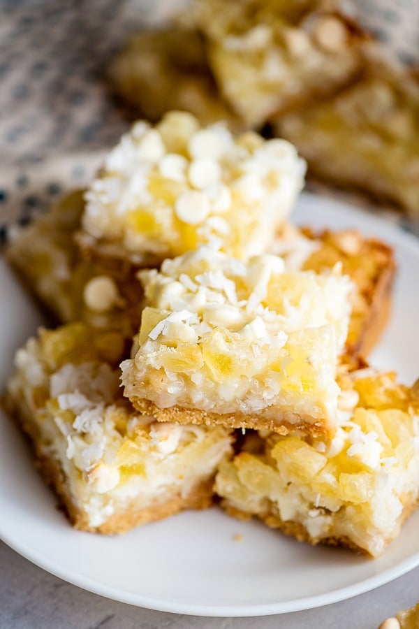 Magic Bars with pineapple and coconut