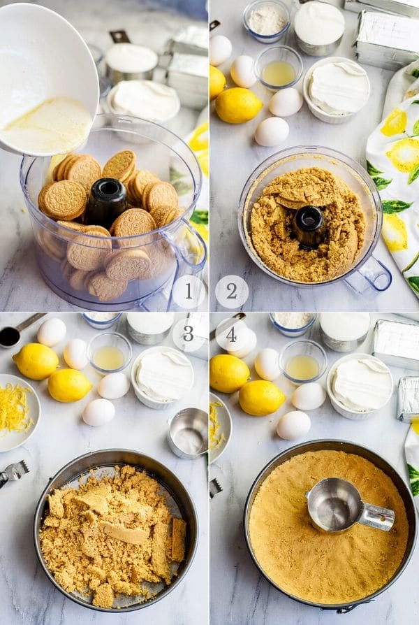 Recipe steps for making Lemon Cheesecake - 1-4