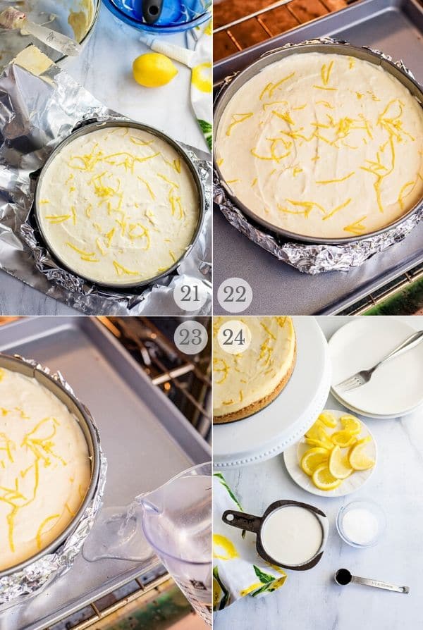 Recipe steps for making Lemon Cheesecake - 21-24