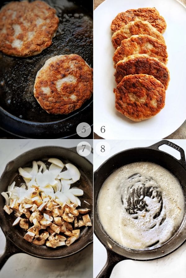 how to make Salisbury Steak (recipe steps photos): frying through making mushrooms and onions and starting the gravy