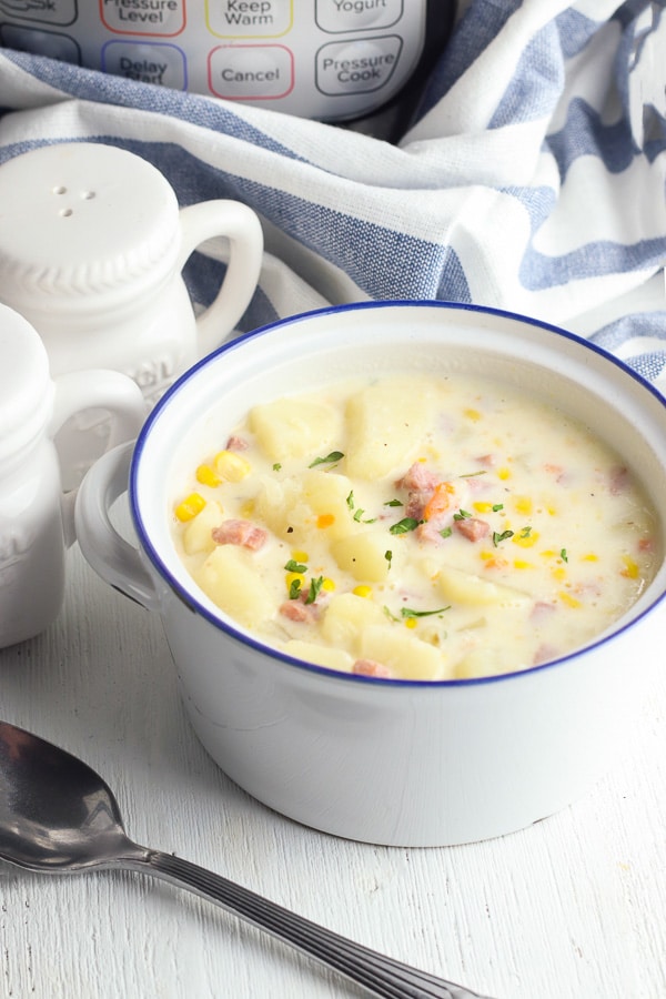 Bowl of potato corn chowder bowl 