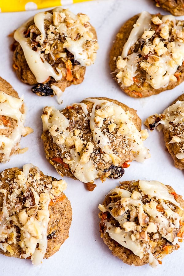 carrot cake cookies with cream cheese drizzle — the verdigris