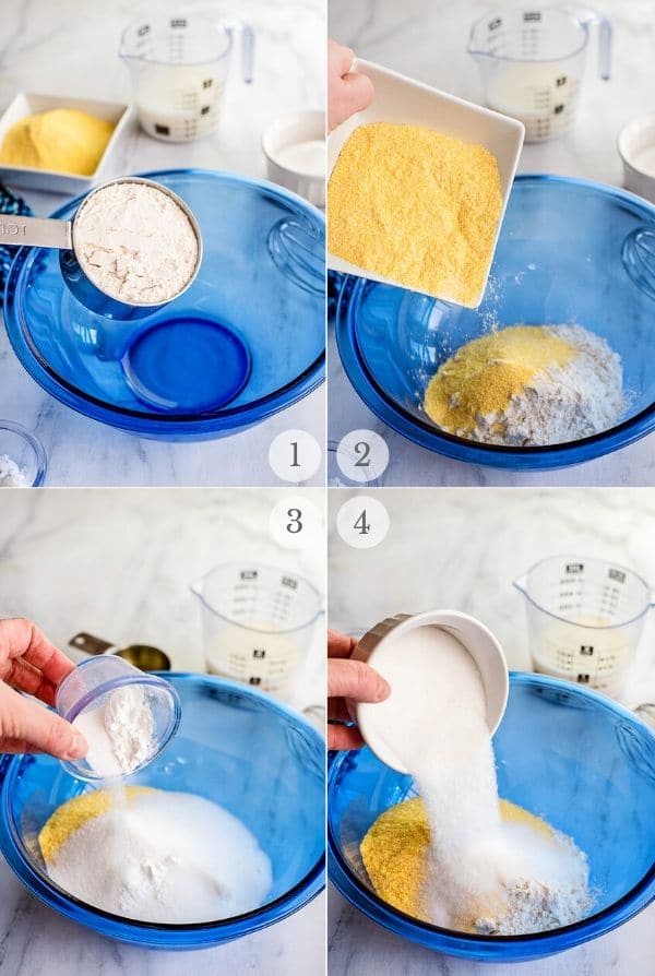 Cornbread recipe process steps photos 1-4