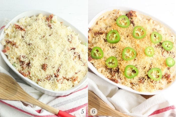 jalapeno popper cheesy potato casserole recipe steps collage 2