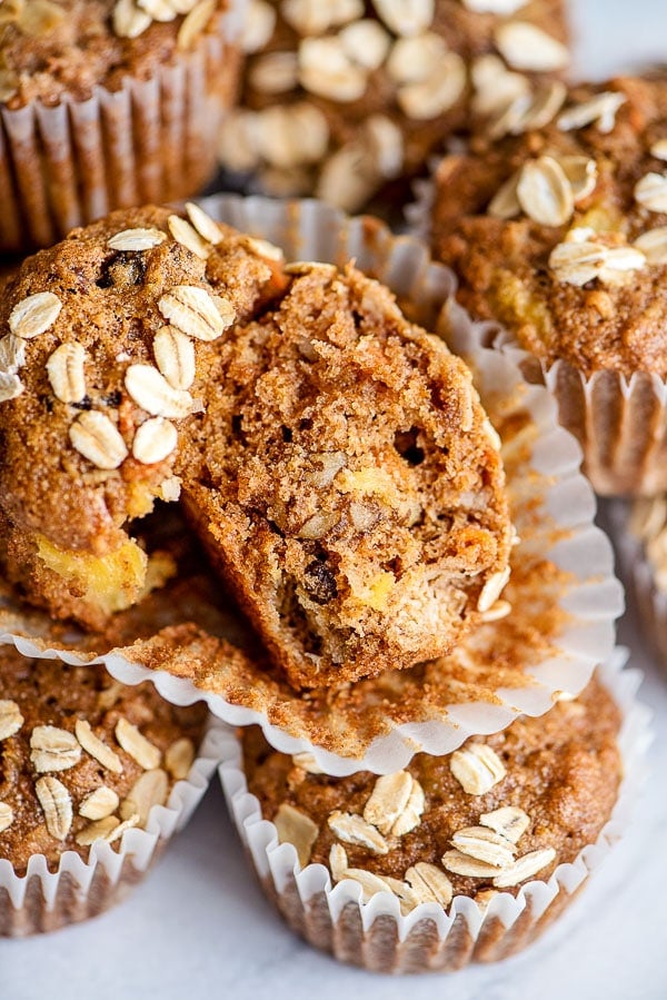 morning glory muffins stacked inside muffin