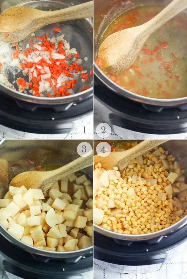 potato corn chowder recipe steps 1-4