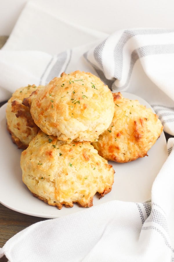 Red Lobster Cheddar Biscuits (copycat recipe) on a white plate