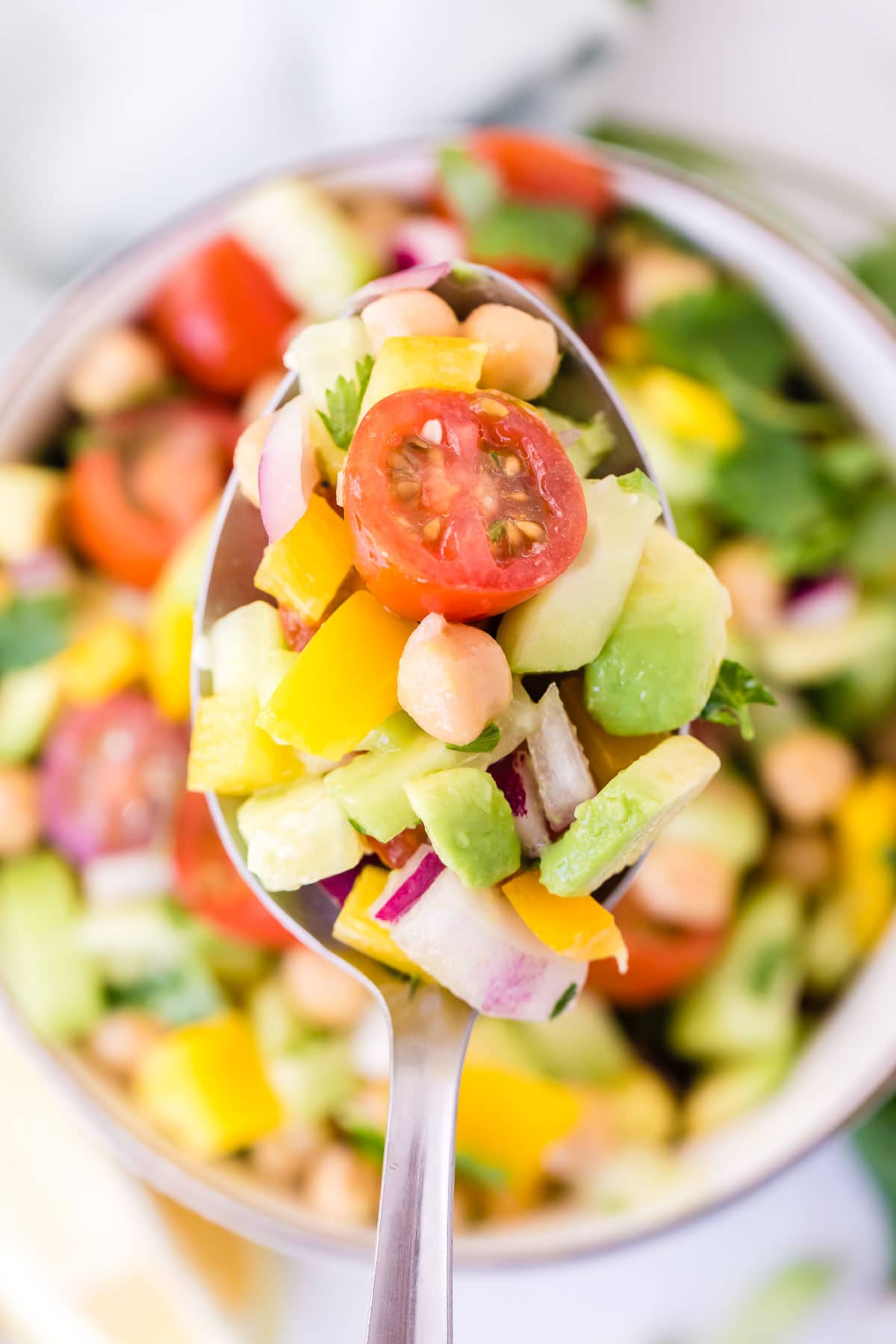 Chickpea Salad on a spoon