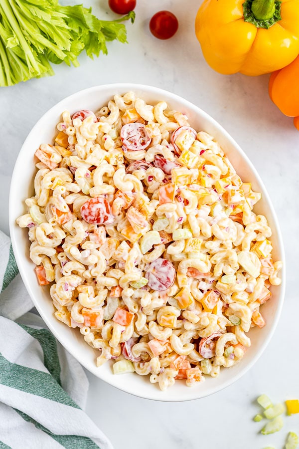 Macaroni Salad in a serving bowl