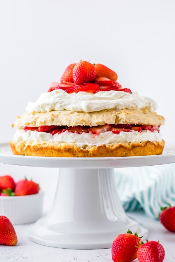 Strawberry Shortcake on cake pedestal 