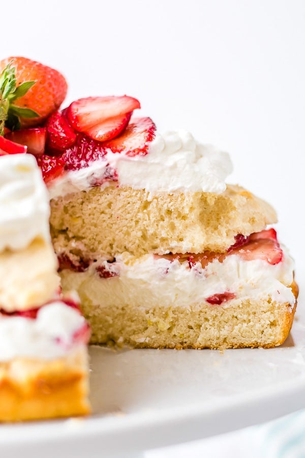 Strawberry Shortcake slice into middle 