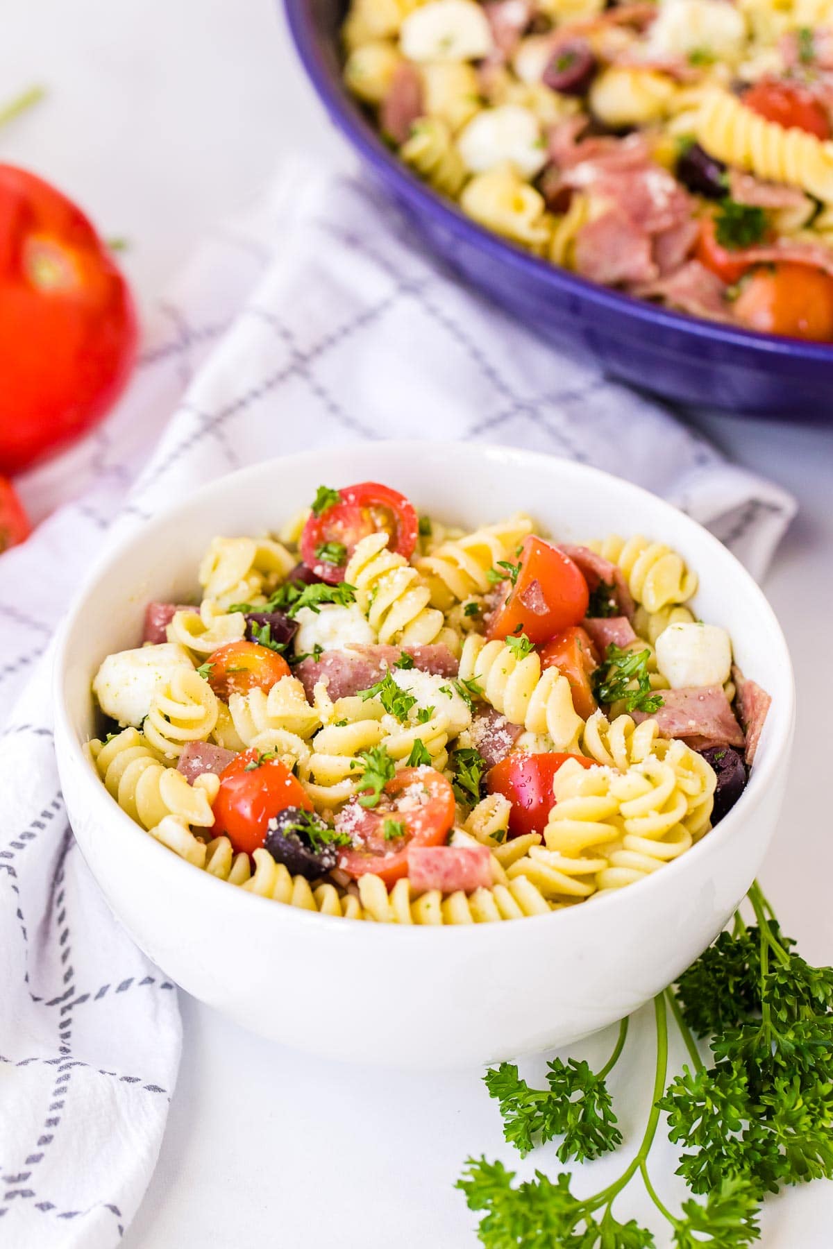 individual bowl of Italian Pasta Salad 