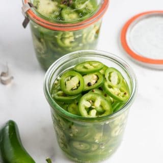 Pickled Jalapenos in a glass jar