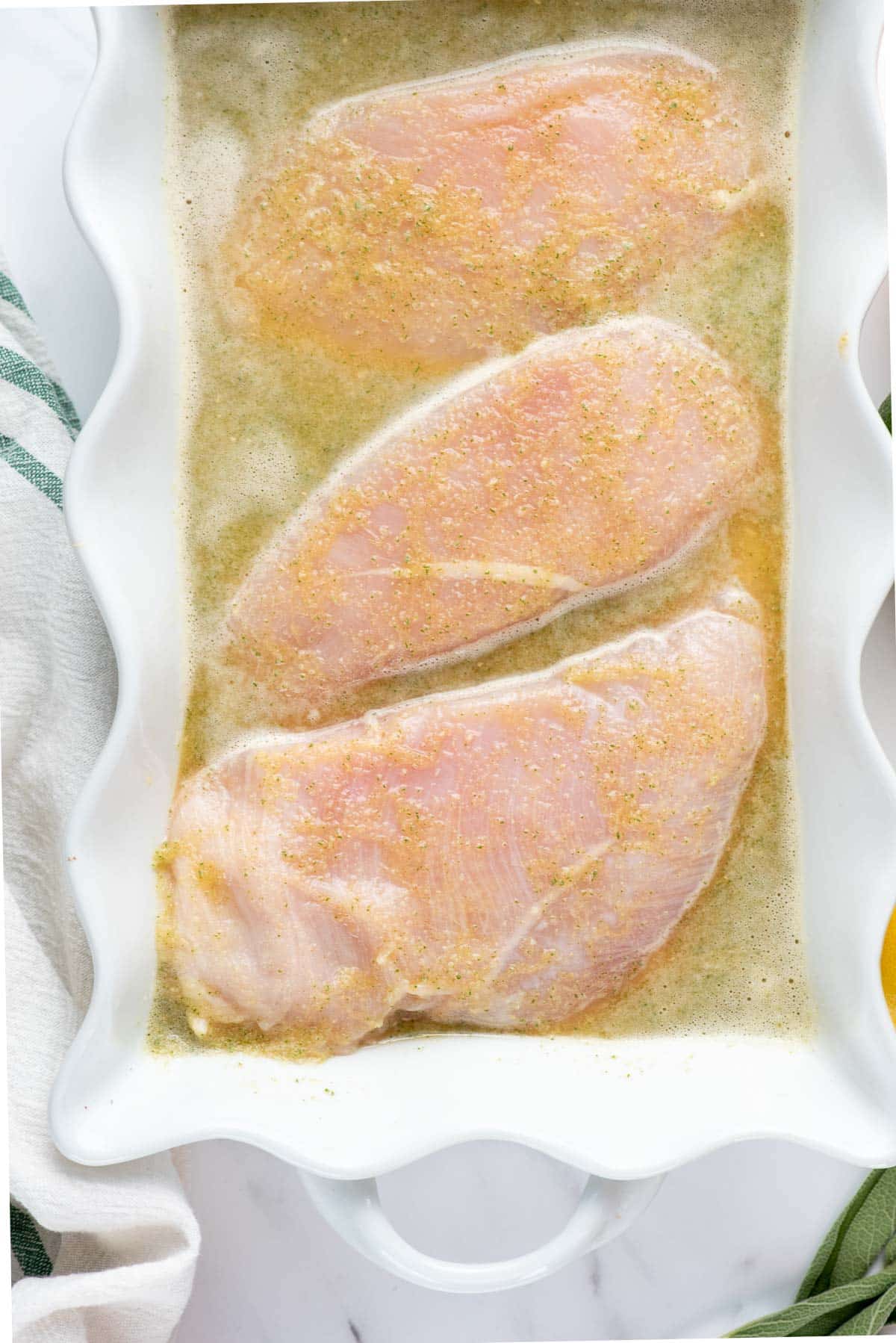 chicken breasts in marinade