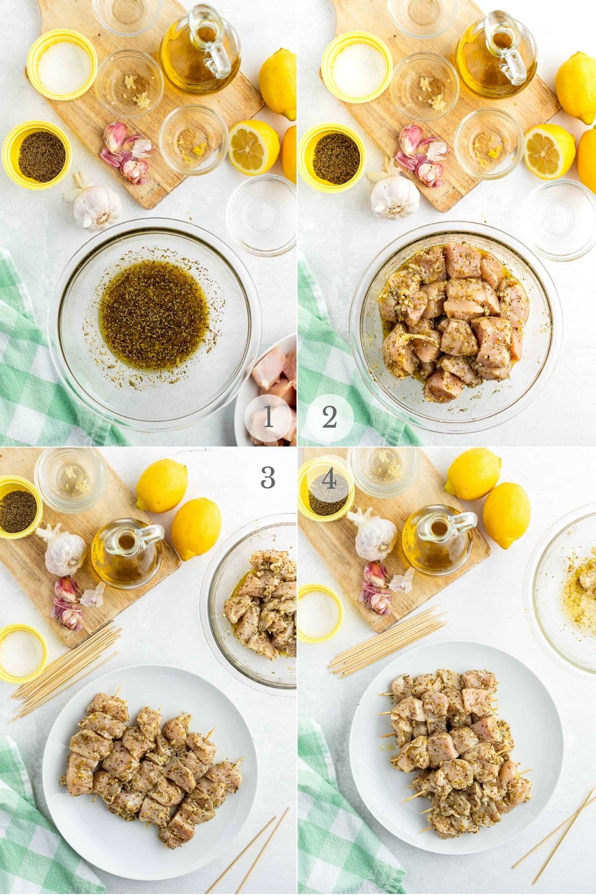 how to prepared chicken souvlaki recipe process photo collage