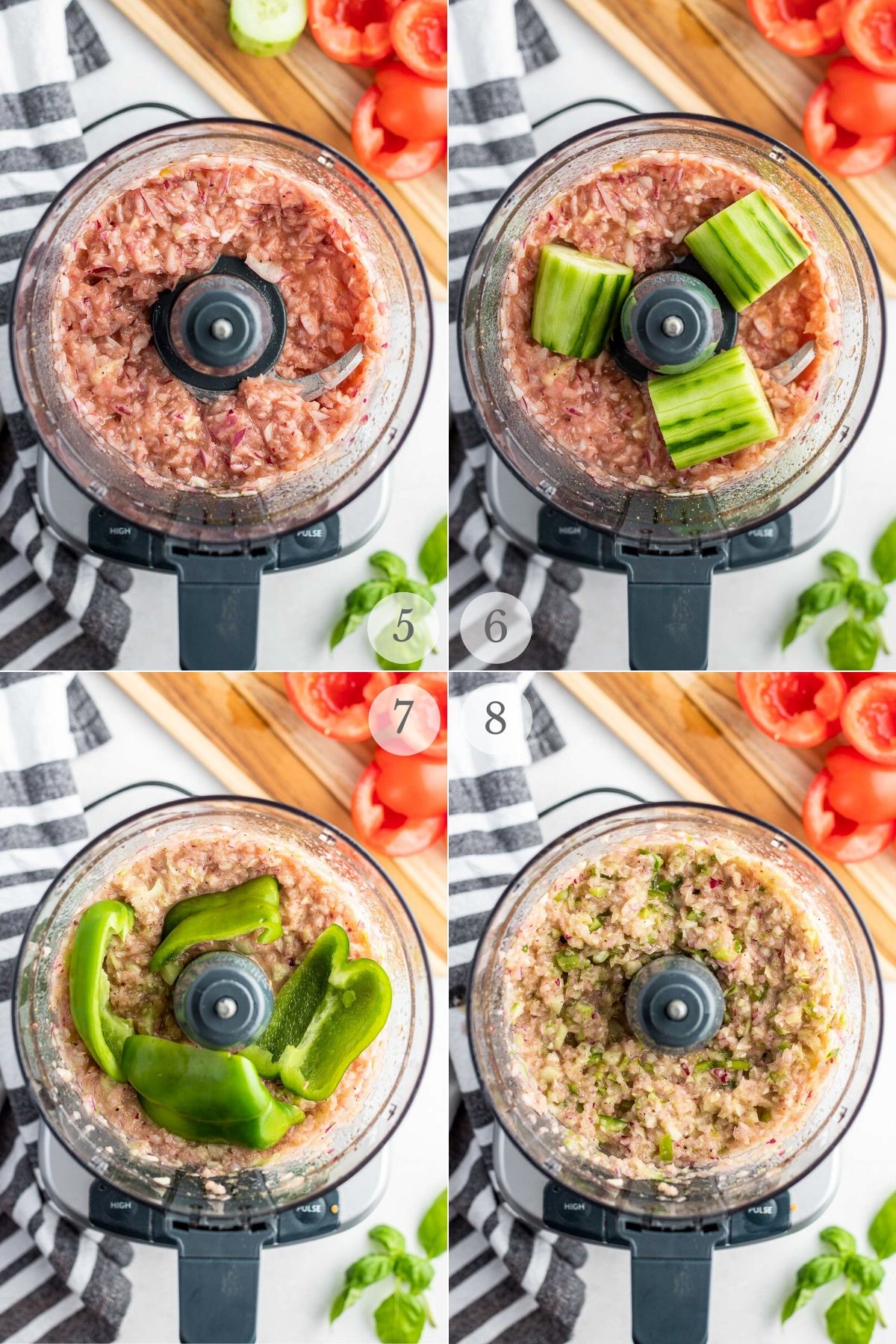 how to make gazpacho recipe steps 5-8 collage