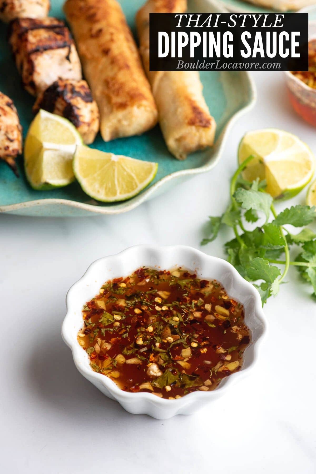 Thai Dipping Sauce in a white ruffle edges bowl title image