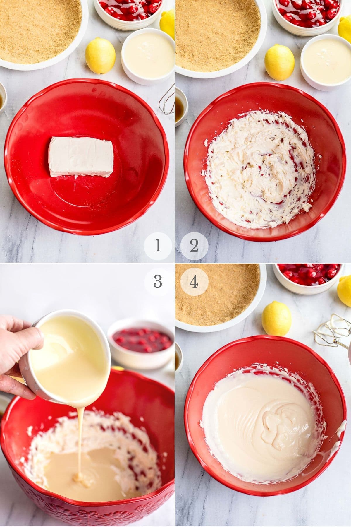 cherry cream cheese pie recipe steps 1-4