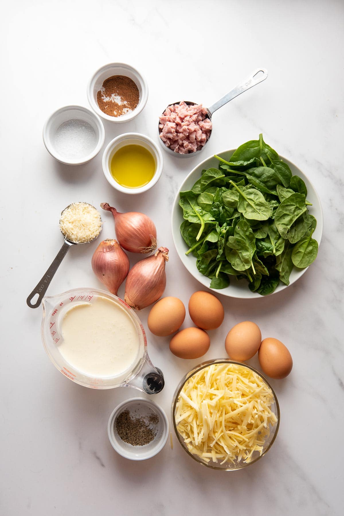 ham and spinach crustless quiche ingredients