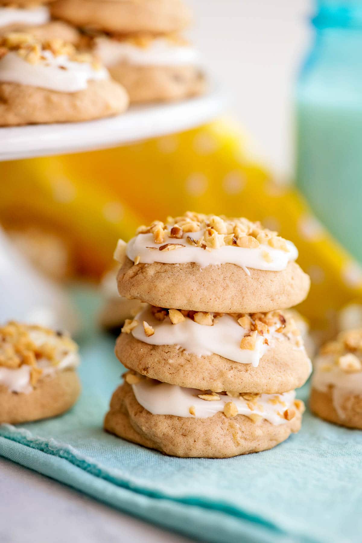 banana bread cookies stacked 3 