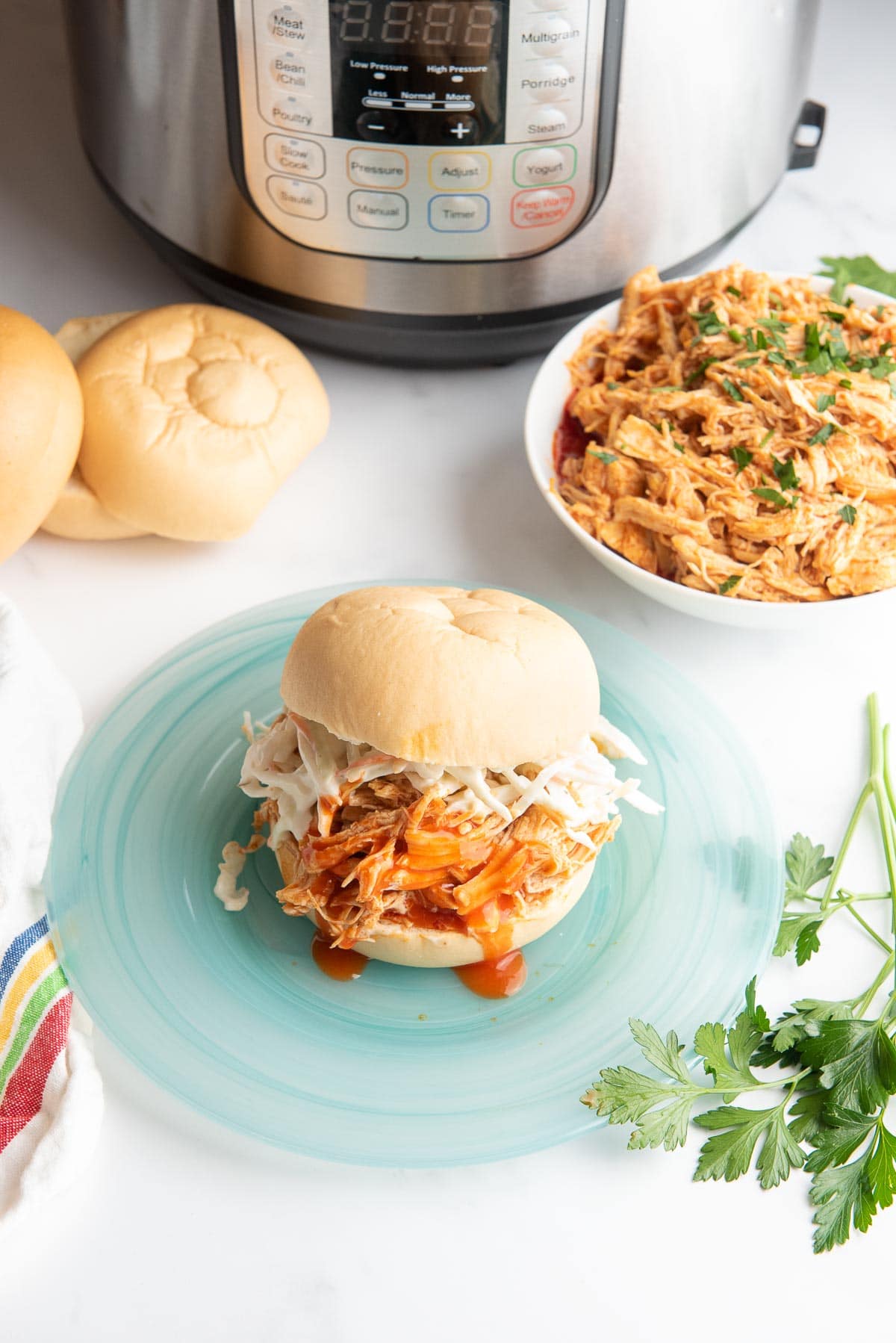 buffalo chicken sandwich with Instant Pot