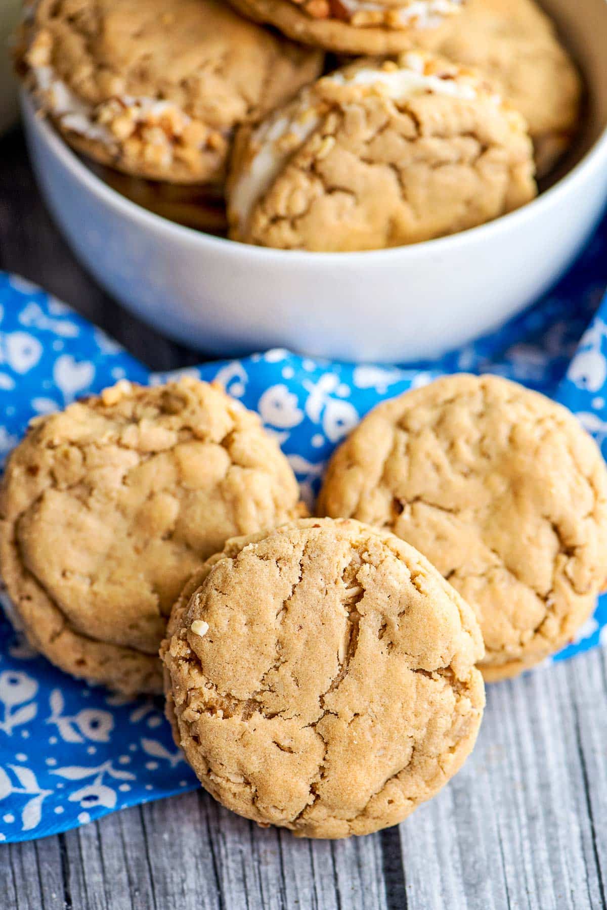 peanut butter oatmeal sandwich cookies close up