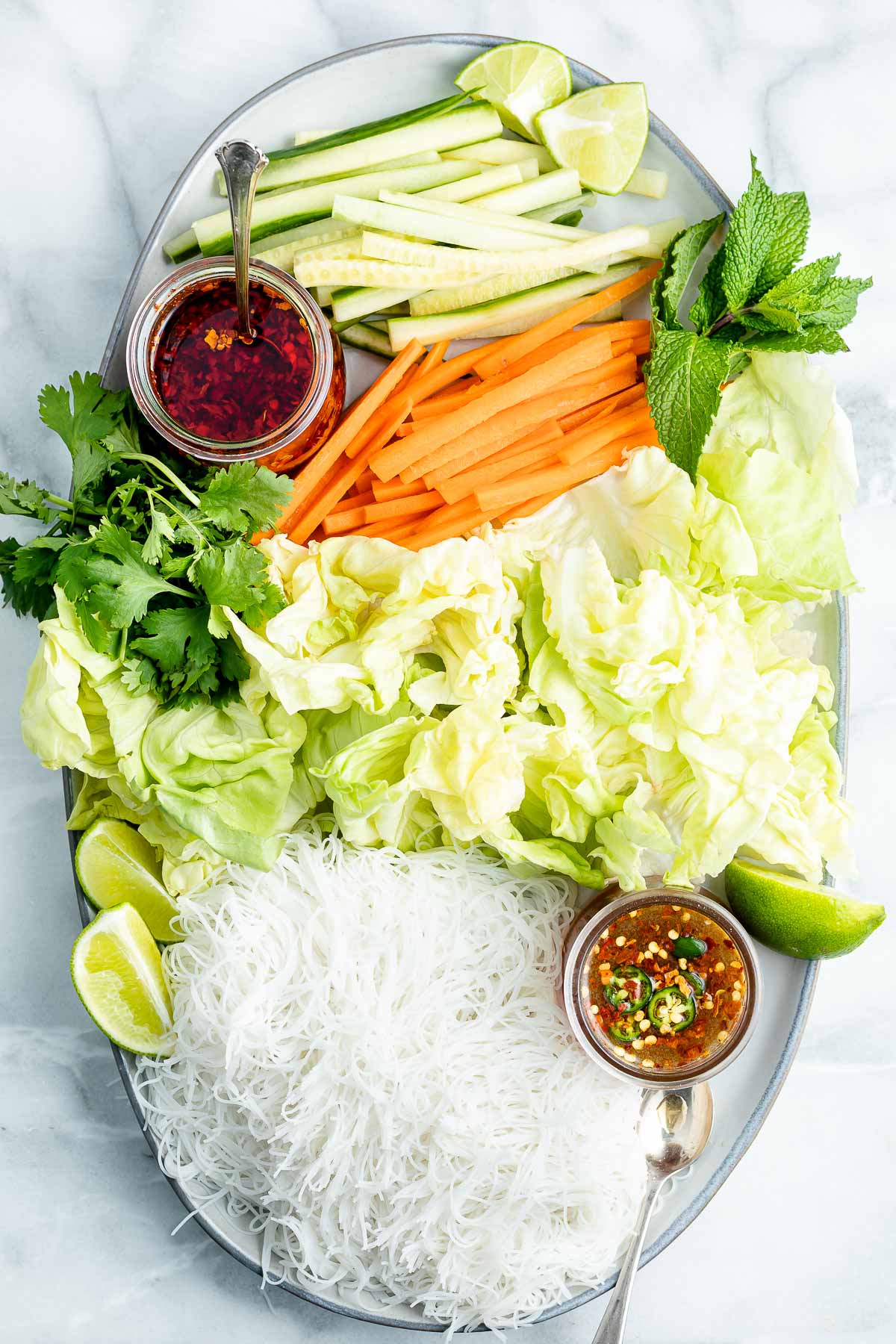 vietnamese rice noodle bowl platter